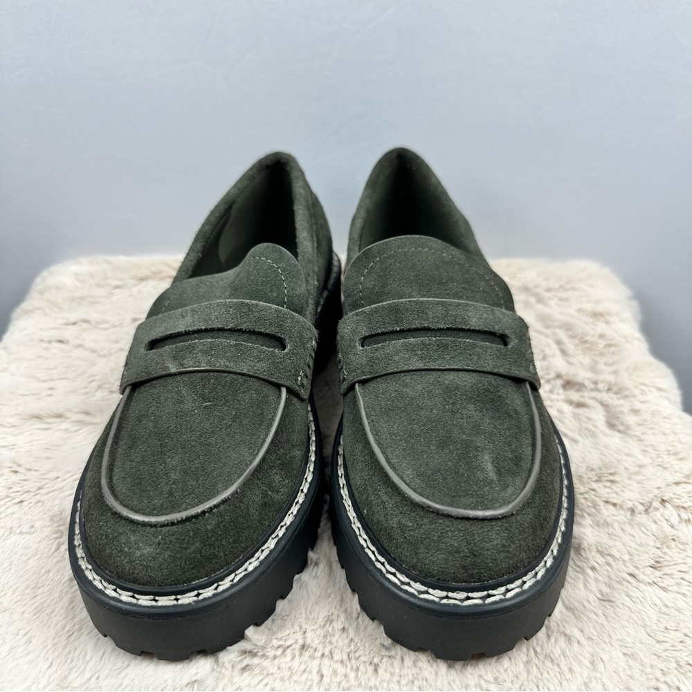CALVIN KLEIN Women Suzie Suede Slip-on Lug Sole Loafer Dark Green Sz 5.5 - Picture 6 of 14